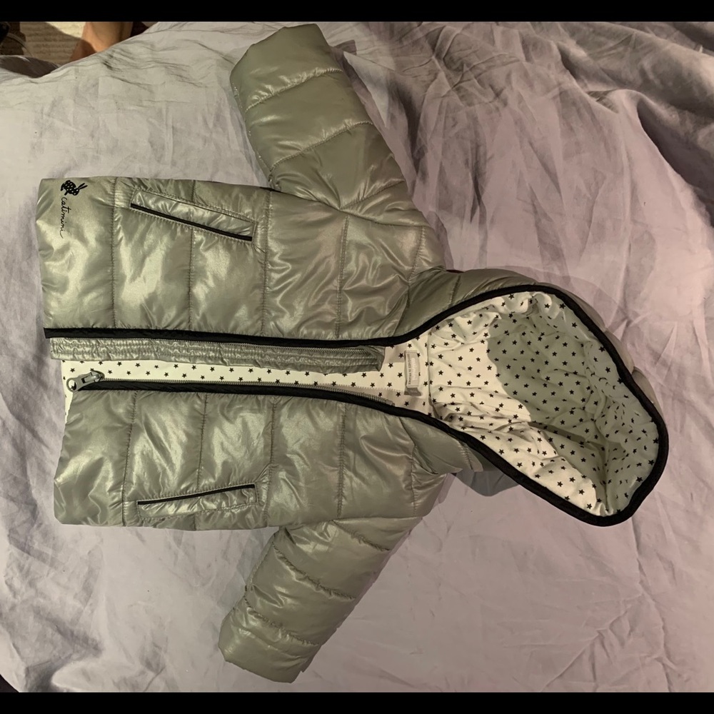 Catimini (3 month) silver puffed jacket